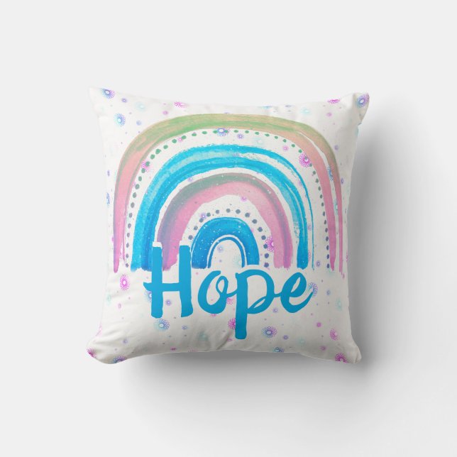 Hope Rainbow With Spirals  Throw Pillow (Front)