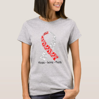 Hope Red and White Awareness Ribbon Oral Cancer T-Shirt