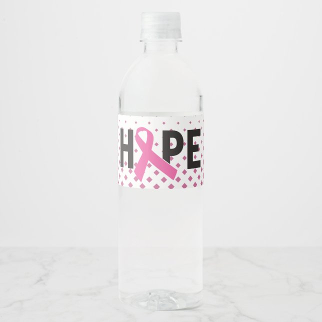 Hope Ribbon - Cancer Awareness Water Bottle Label (Front)