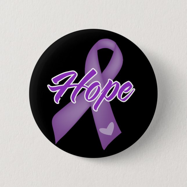 Hope Ribbon - Purple Ribbon Causes 2 Inch Round Button (Front)
