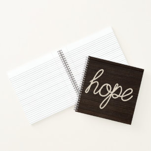 HOPE Rope Text On Dark Wood Notebook