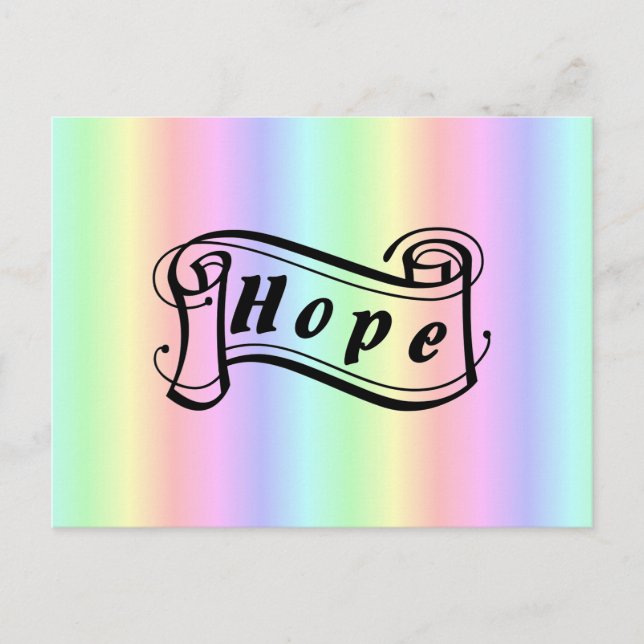 Hope scroll on rainbow postcard (Front)