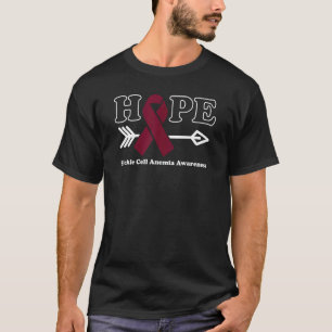 Hope Sickle Cell Anemia Awareness Burgundy Ribbon T-Shirt