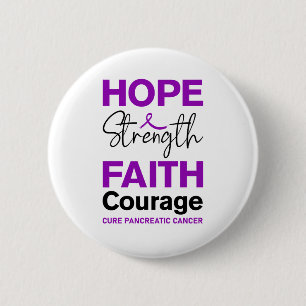 Hope Strength Faith Cure Purple Pancreatic Cancer 2 Inch Round Button