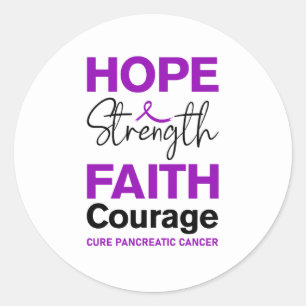 Hope Strength Faith Cure Purple Pancreatic Cancer Classic Round Sticker