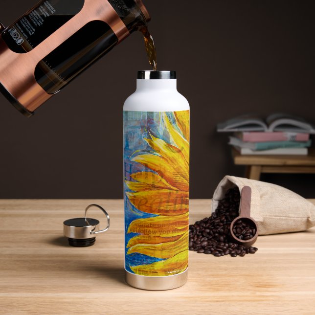 Hope Sunflower with verses Water Bottle (Coffee (Rotated))