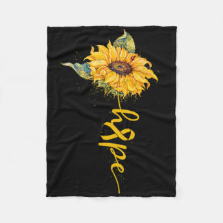 Hope Sunflower Yellow Ribbon Childhood Cancer Awar Fleece Blanket