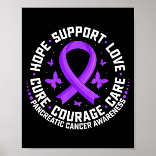 Hope Support Love Purple Ribbon Pancreatic Cancer Poster