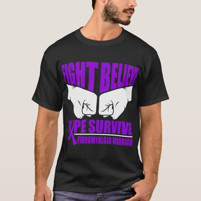 Hope Survive Fibromyalgia Warrior  T-Shirt (Front)