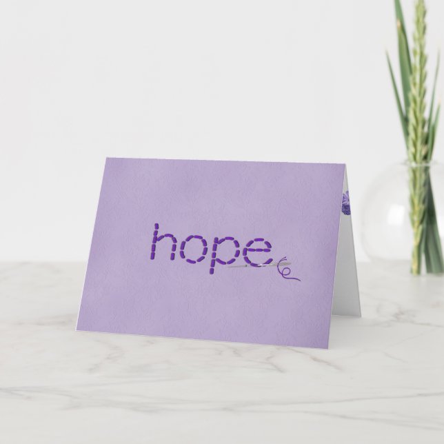 Hope text in purple stitch on embossed card (Front)