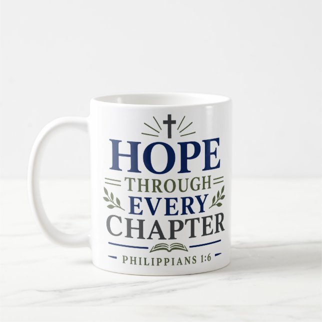 Hope Through Every Chapter Christian Encouragement Coffee Mug (Left)
