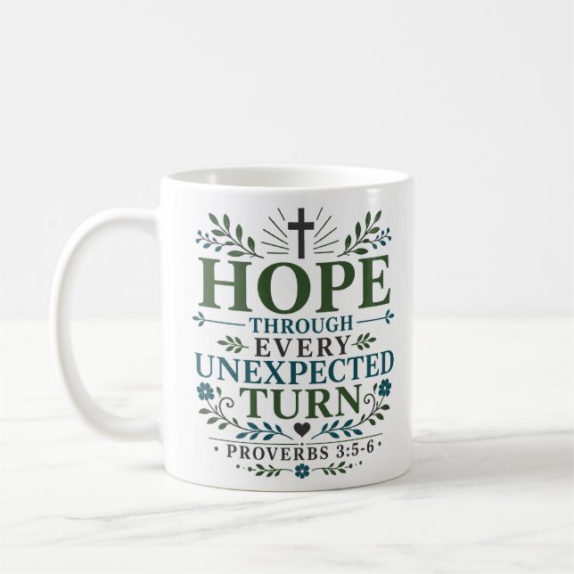 Hope Through Every Unexpected Turn Boho Christian  Coffee Mug (Left)