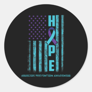 Hope Usa Flag Suicide Awareness Shirt Ribbon Menta Classic Round Sticker