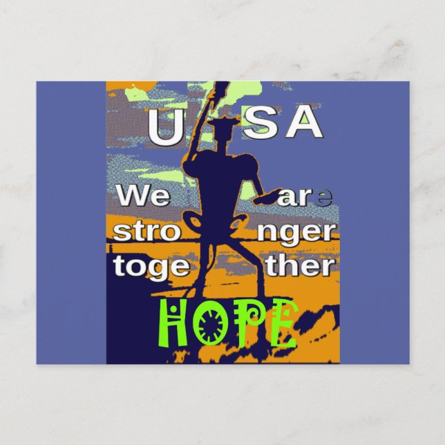 Hope USA We are Stronger Together Inspirational  Postcard (Front)