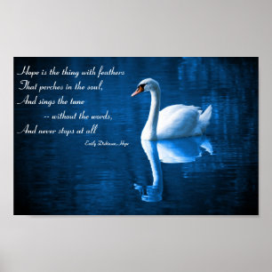 Hope, White Swan on Blue Waters Poster
