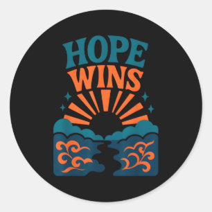 Hope Wins Romans 15_13 Sunrise Ocean Christian  Classic Round Sticker