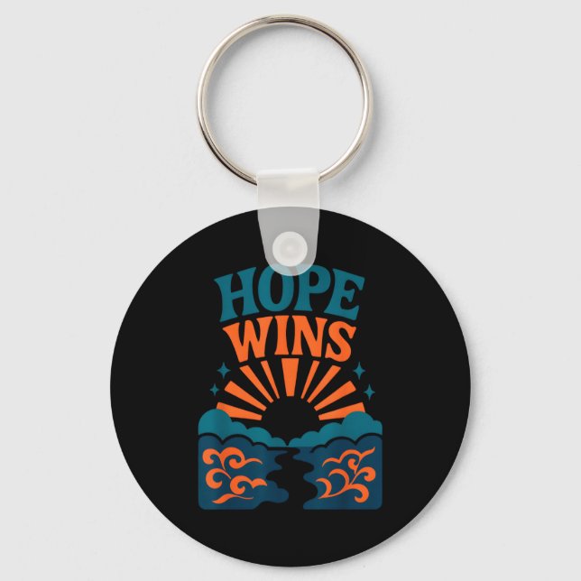 Hope Wins Romans 15_13 Sunrise Ocean Christian  Keychain (Front)
