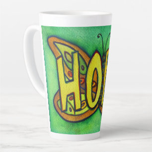 Hope Word Art Green Butfly Wing Cup Latte Mug
