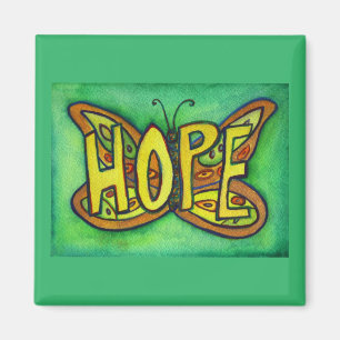 Hope Word Art Green Butterfly Wing Fridge Magnet
