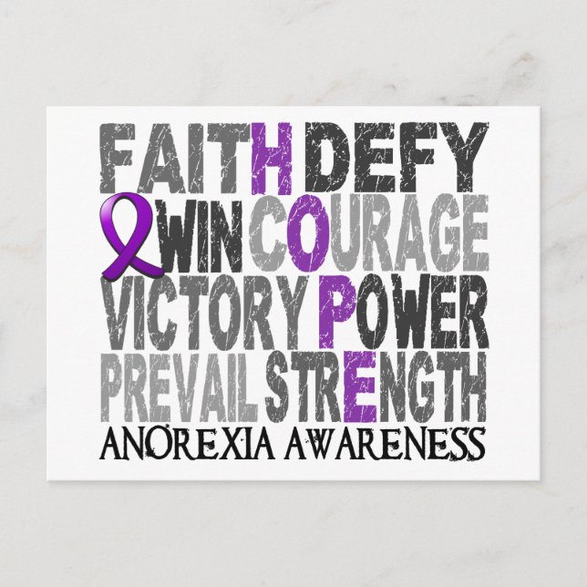 Hope Word Collage Anorexia Postcard (Front)