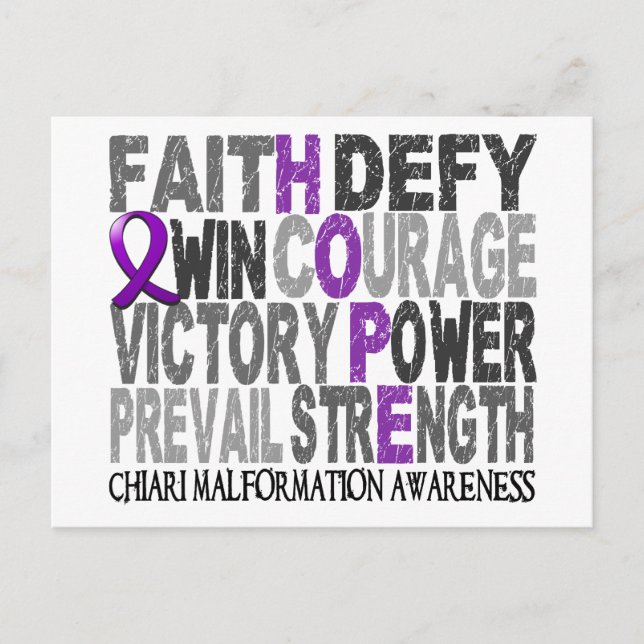 Hope Word Collage Chiari Malformation Postcard (Front)