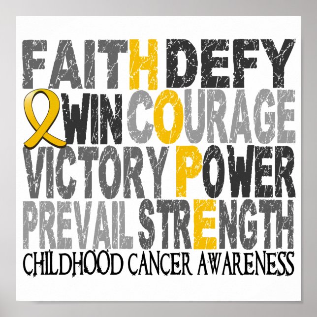 Hope Word Collage Childhood Cancer Poster (Front)
