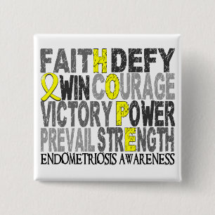 Hope Word Collage Endometriosis 2 Inch Square Button