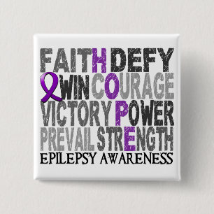 Hope Word Collage Epilepsy 2 Inch Square Button