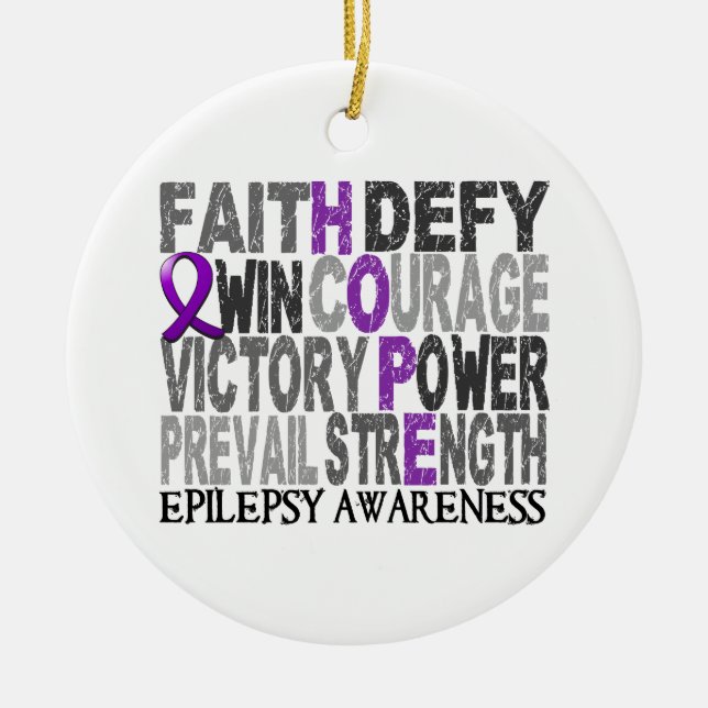 Hope Word Collage Epilepsy Ceramic Ornament (Front)