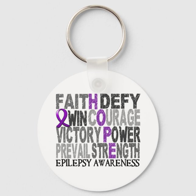 Hope Word Collage Epilepsy Keychain (Front)