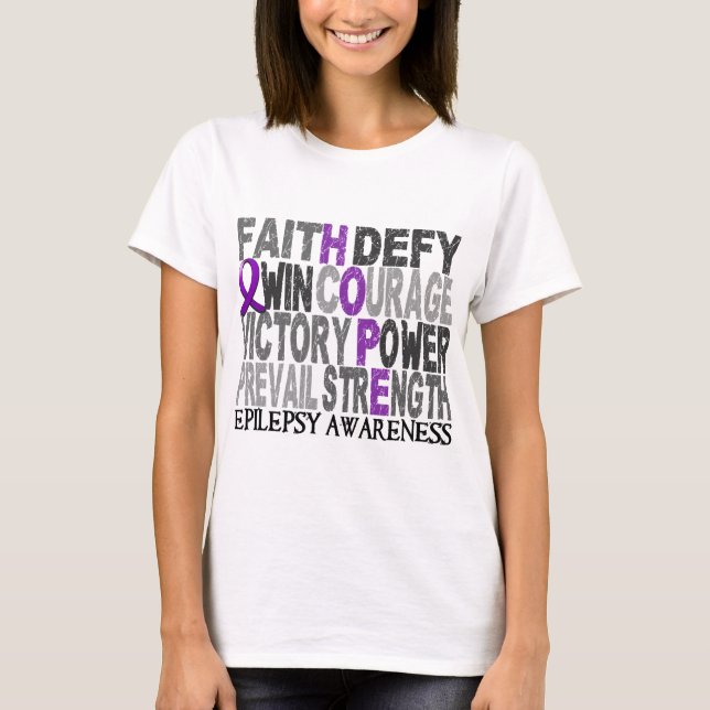 Hope Word Collage Epilepsy T-Shirt (Front)