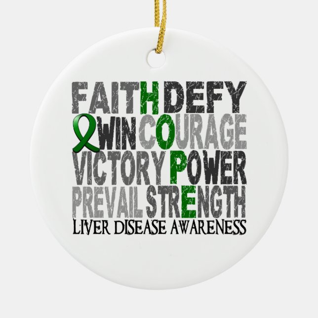 Hope Word Collage Liver Disease Ceramic Ornament (Front)