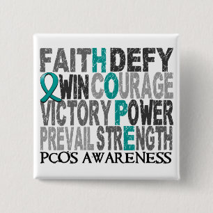 Hope Word Collage PCOS 2 Inch Square Button