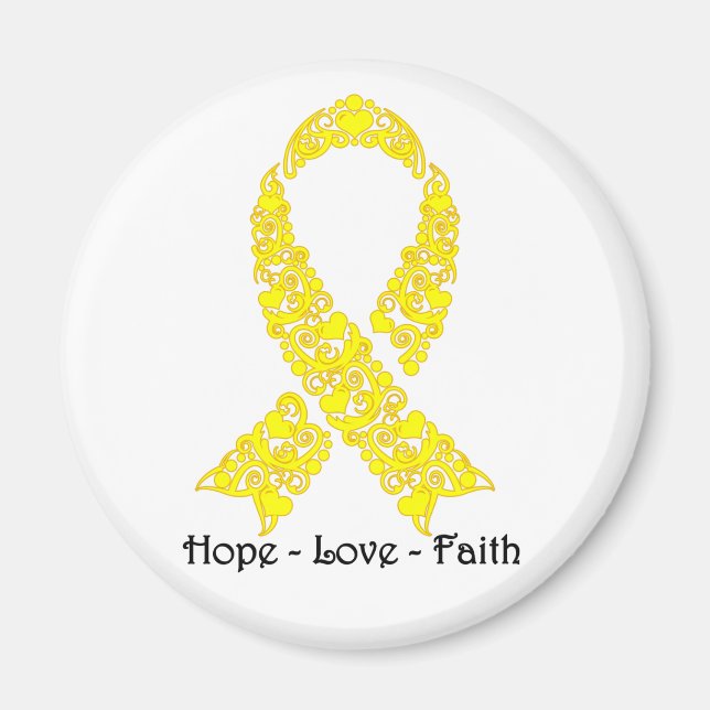 Hope Yellow Awareness Ribbon Magnet (Front)