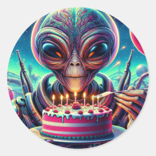 Hope Your Birthday is Out of this World   Alien Classic Round Sticker