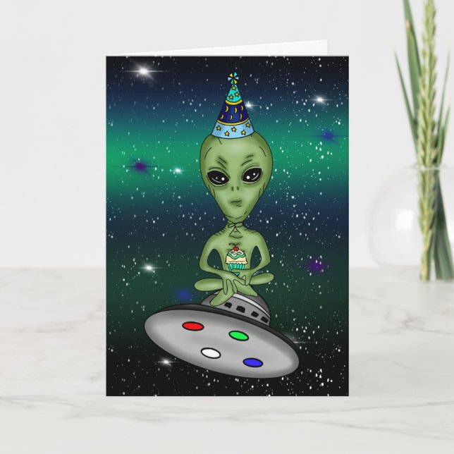 Hope Your Birthday is Outta this World! Alien Pun Card (Front)