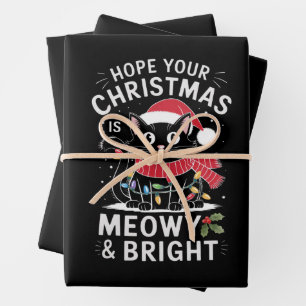 Hope Your Christmas Is Meowy and Bright Cat Xmas Wrapping Paper Sheet