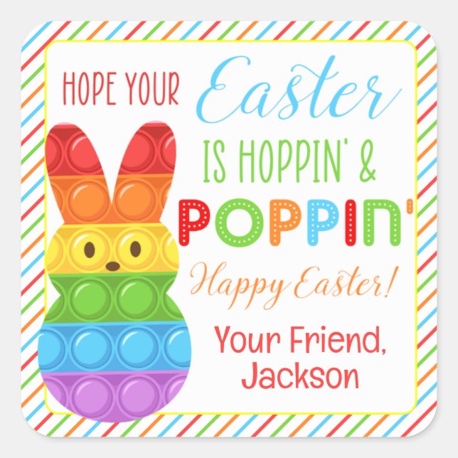 Hope Your Easter is Hoppin' & Poppin' Square Sticker (Front)