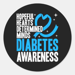 Hopeful Hearts Determined Minds Diabetes Awareness Classic Round Sticker
