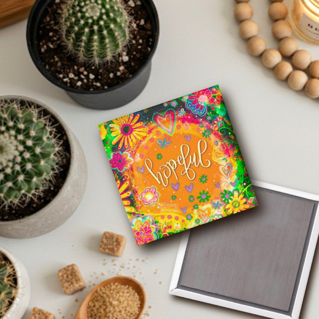 Hopeful Hearts Fun Yellow Floral Inspirivity Magnet (Creator Uploaded)