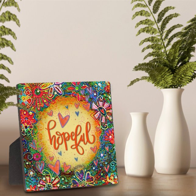 Hopeful Pretty BoHo Floral Yellow Inspirivity Plaque (Creator Uploaded)
