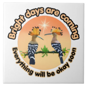 Hopeful Sunrise Hoopoe Birds- Bright Days Tile