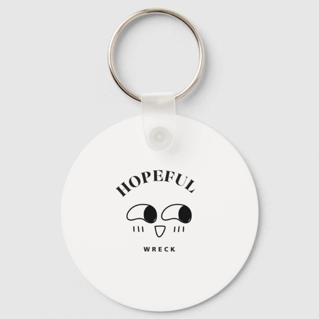 Hopeful Wreck Minimalist Typography Design Keychain (Front)