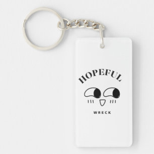 Hopeful Wreck Minimalist Typography Design Keychain