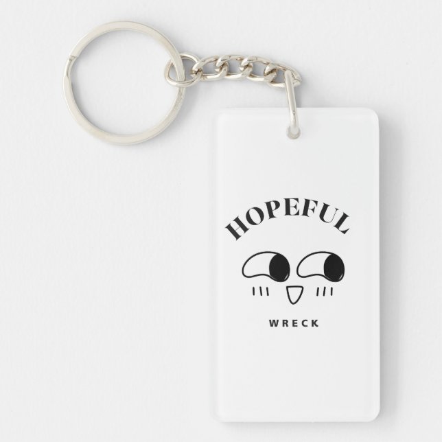 Hopeful Wreck Minimalist Typography Design Keychain (Front)