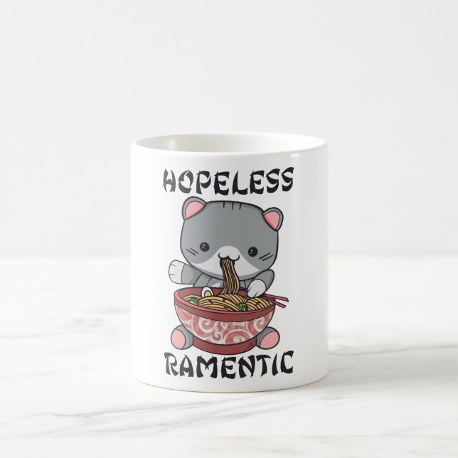 Hopeless Ramentic Cute Ramen Cat Coffee Mug (Center)