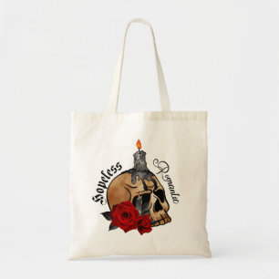 Hopeless Romantic – Gothic Skull, Red Rose Tote Bag