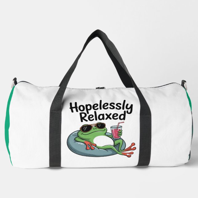 Hopelessly Relaxed Frog Chilling Out Duffle Bag (Front)