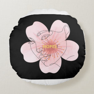 HOPES! – portrait floral minimal Round Pillow