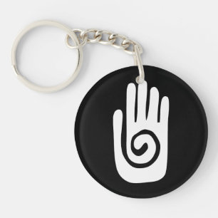 Hopi Hand symbol heal spiral palm native american Keychain